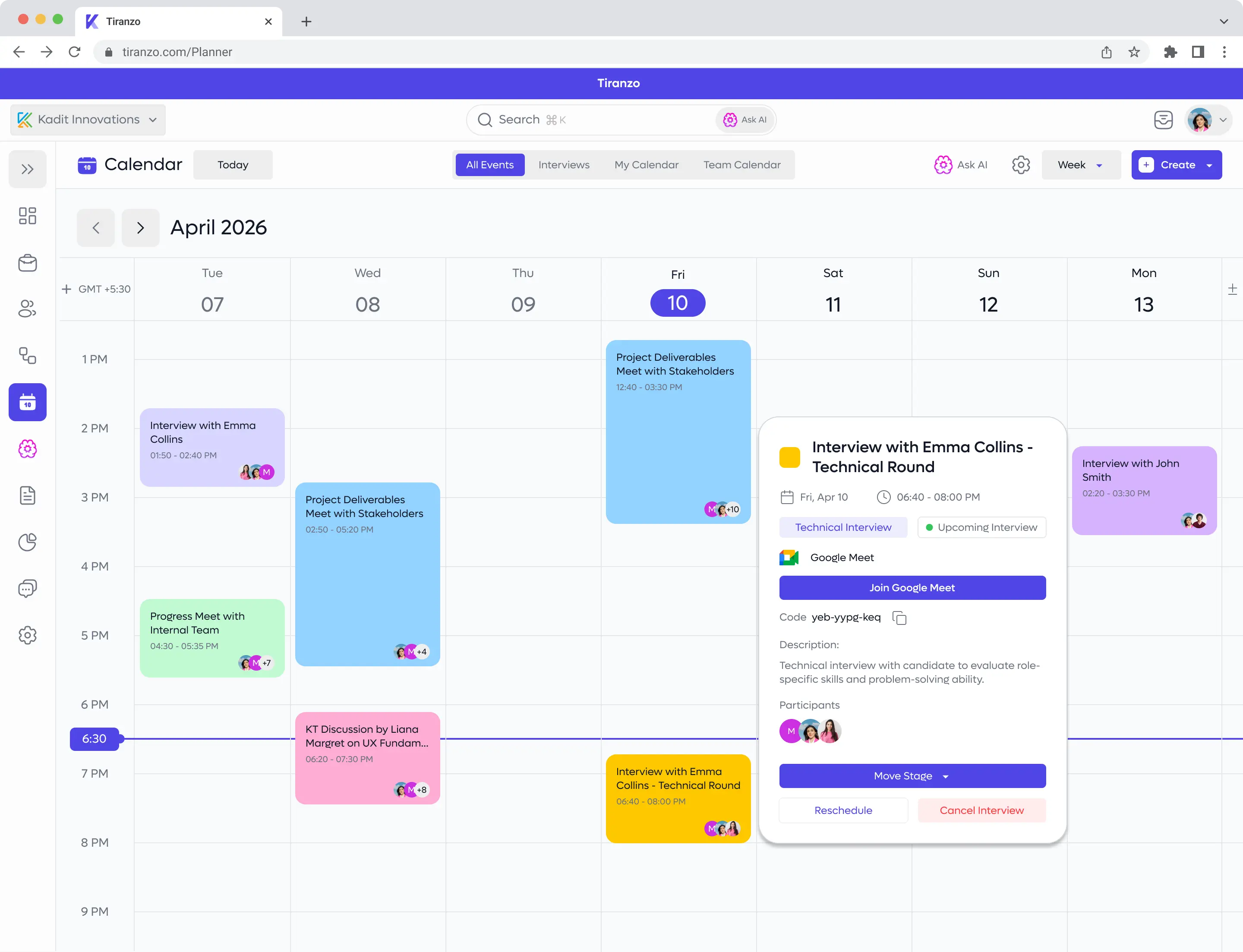 Your calendar, now part of hiring preview